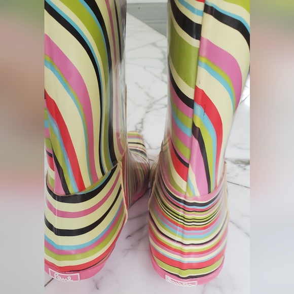 PAUL SMITH- size 10/40 -rubber rain boots -Stripe Kitten Heel-multicolor - Picture 4 of 16